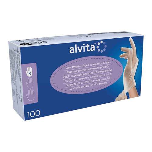 Alvita Vinyl Untersuchungshandschuhe unsteril puderfrei S - 1