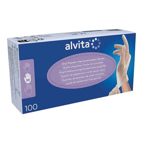 Alvita Vinyl Untersuchungshandschuhe unsteril puderfrei M - 1