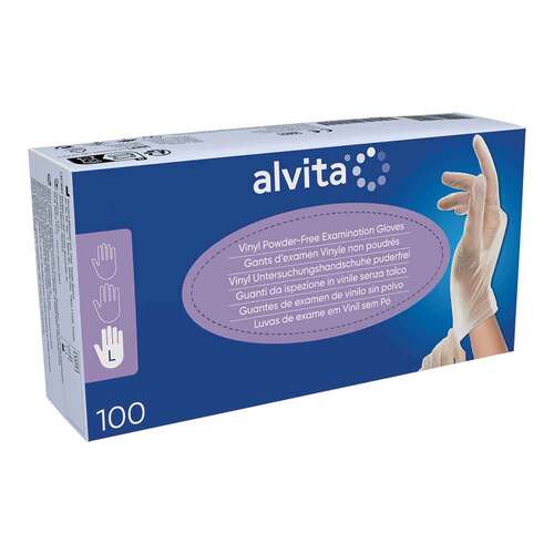 Alvita Vinyl Untersuchungshandschuhe unsteril puderfrei L - 1