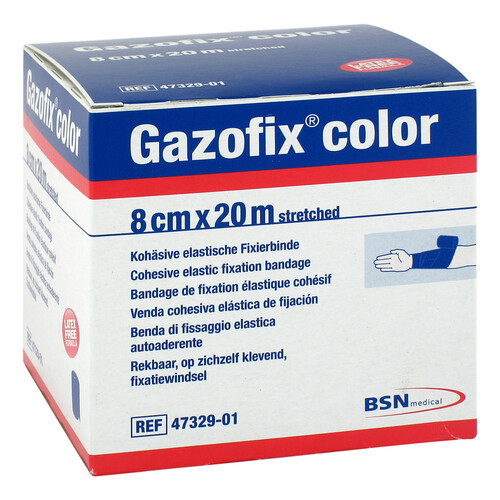 Gazofix color Fixierbinde koh&auml;siv 8 cmx20 m blau - 1