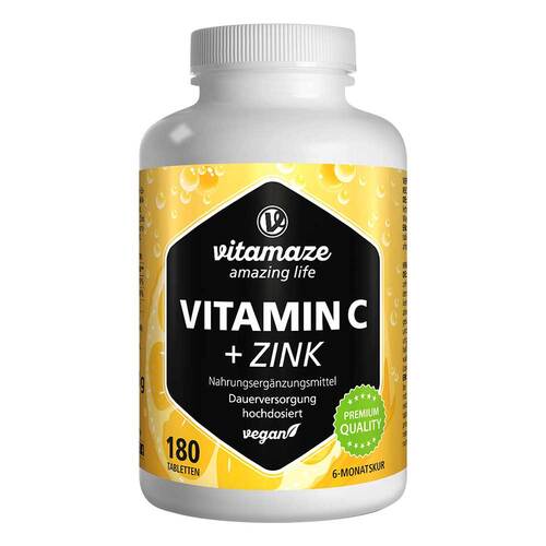 Vitamin C 1000 mg hochdosiert + Zink vegan Tabletten - 1