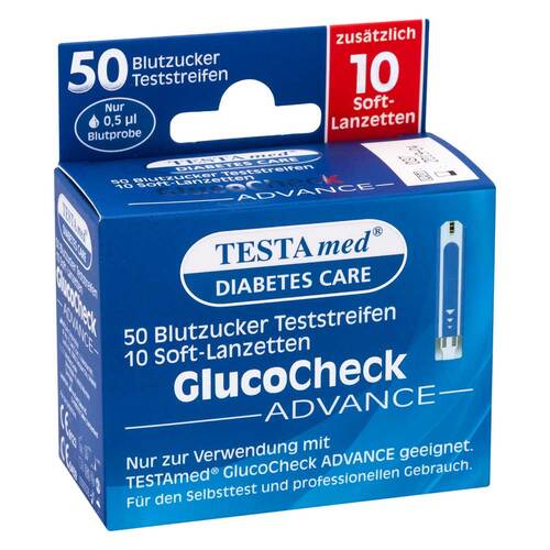 TESTAmed® GlucoCheck ADVANCE Teststreifen mit 10 Soft-Lanzetten - 1