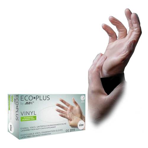 Eco Plus Vinyl U.Handschuhe unsteril puderfrei Gr&ouml;&szlig;e L wei&szlig; - 2