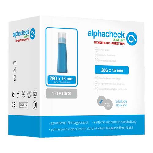 Alphacheck comfort Sicherheitslanzett.28 G 1,6 mm - 1