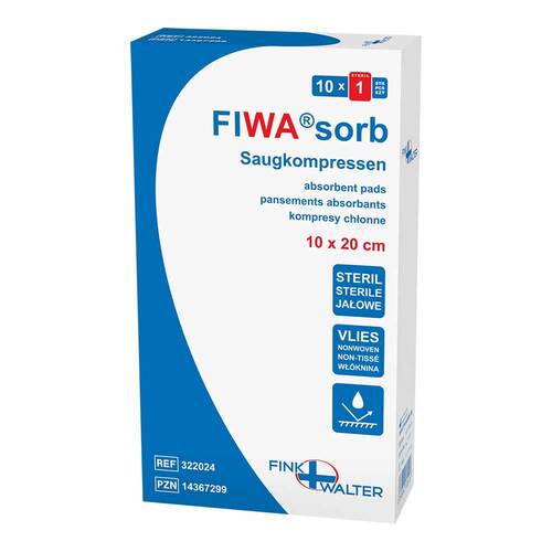 Saugkompressen 10x20 cm steril Vlies Fiwasorb - 1