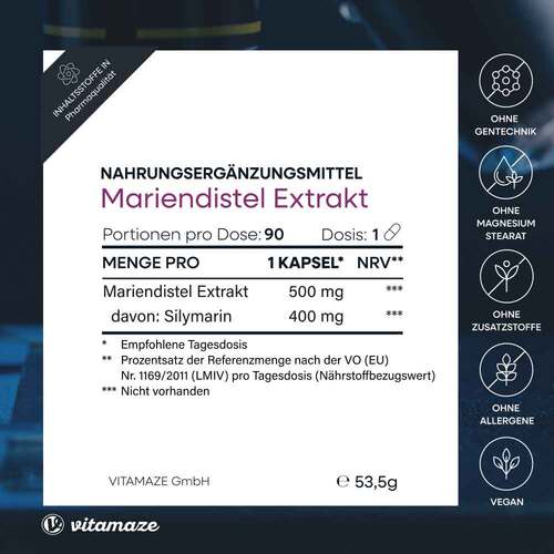 Mariendistel 500 mg Extrakt hochdosiert vegan Kapseln  - 5