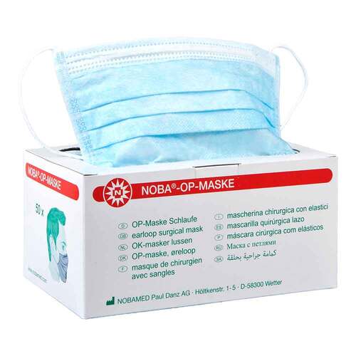 Noba OP-Maske 3lagig mit elastisch Schlaufen blau - 1
