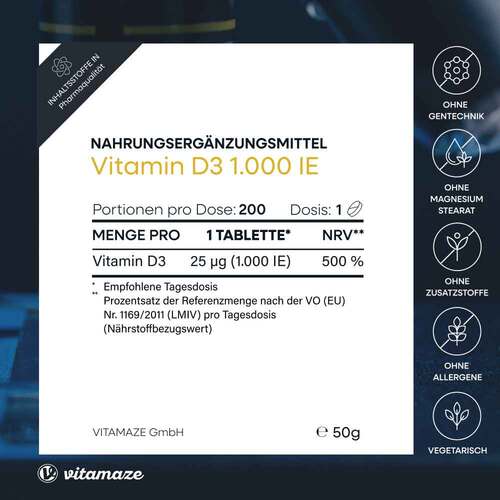 Vitamin D3 1.000 I.E. daily vegetarisch Tabletten - 5