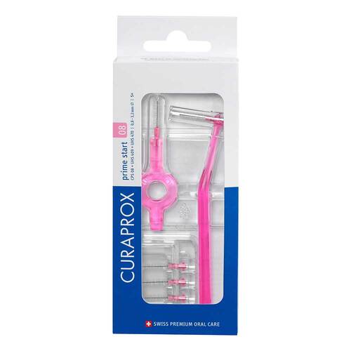 Curaprox Interdental Set Cps 08 mm pink 5 B&uuml;rstchen + 2 St Halter - 1