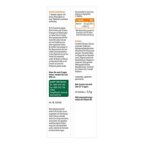 Taxofit Vitamin D3 2500 I.E. Tabletten - 8