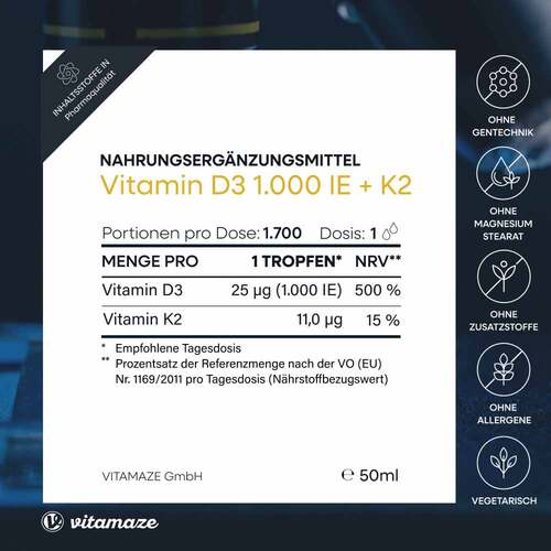 Vitamin D3 K2 1000 I.E. / 10 µg Tropfen hochdosiert - 5
