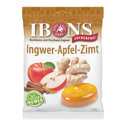 Ibons Ingwer Apfel Zimt ohne Zucker T&uuml;te Lutschbonbons  - 1