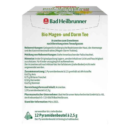 Bad Heilbrunner Bio Magen- und Darm Tee Pyr.Beutel  - 3