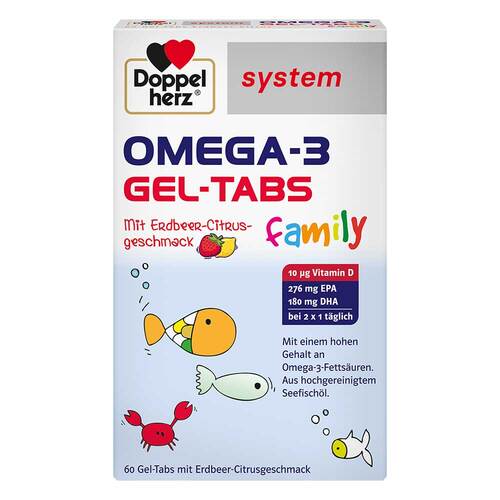 Doppelherz Omega-3 Gel-Tabs family Erdbeer Citrus system - 1