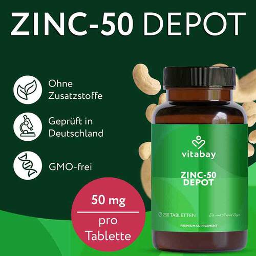 Zink 50 Depot Zinkgluconat vegan hochdosiert Tabletten  - 3