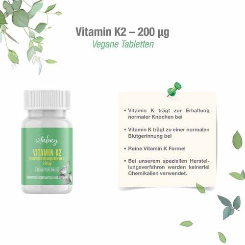 Vitamin K2 200 µg MK-7 vegan hochdosiert Tabletten - 3