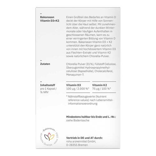Bakanasan Vitamin D3 + K2 Kapseln - 2