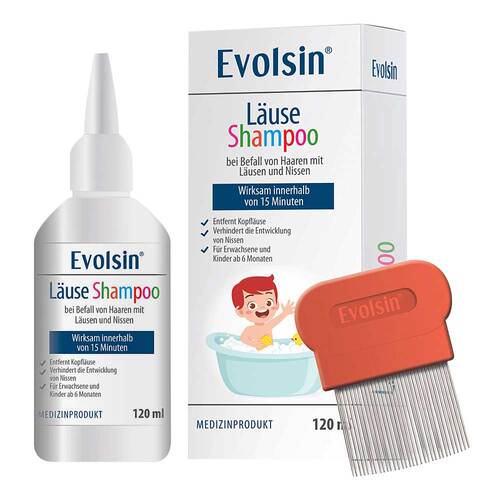 Evolsin L&auml;useshampoo mit L&auml;usekamm - 1