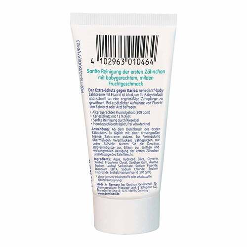 Nenedent-baby Zahncreme mit Fluorid Einzeltube - 2