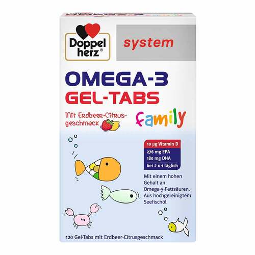 Doppelherz Omega-3 Gel-Tabs family Erdbeer Citrus system - 1