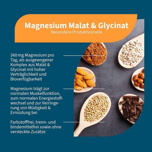 Magnesium-Malat &amp; Glycinat hochdosiert + vegan Kapseln  - 2