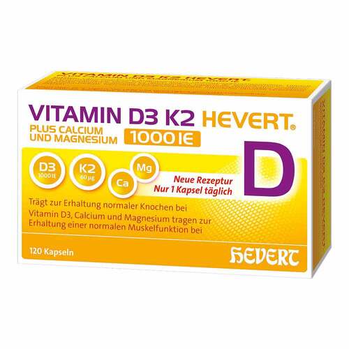 Vitamin D3 K2 Hevert + Calcium und Magnesium1000 IE  Kapseln  - 1