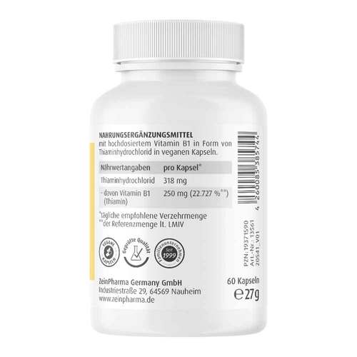 Vitamin B1 Thiamin 250 mg Kapseln Zeinpharma - 3