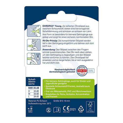 Ohropax Young Schaumstoff In-Ohr St&ouml;psel - 2