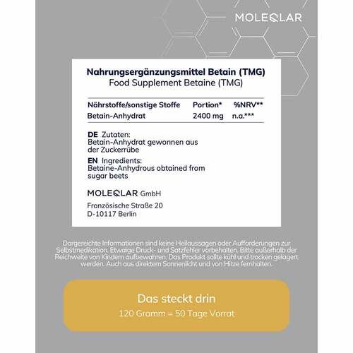 Moleqlar Tmg Betain-Anhydrat Pulver - 3