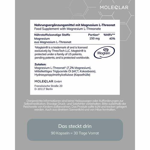 Moleqlar Magtein Magnesium-L-Threonate Kapseln - 5