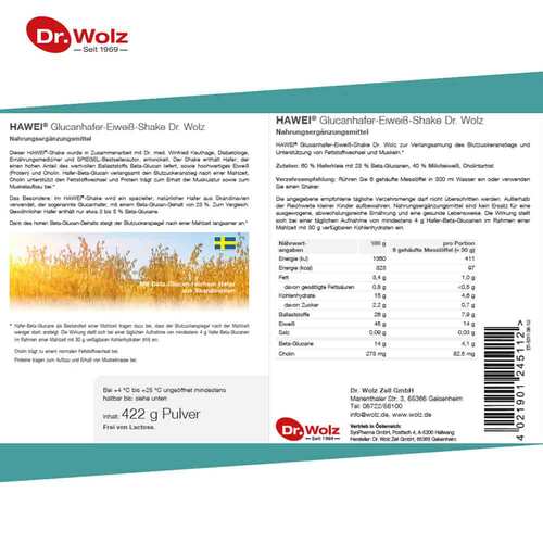 Hawei Glucanhafer-Eiwei&szlig;-Shake natur Pulver - 3