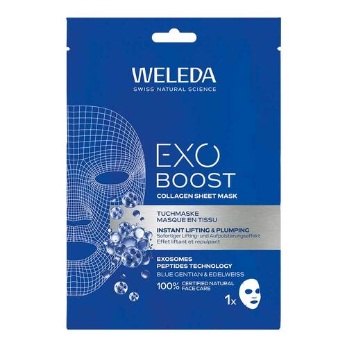 Weleda Exo Boost Collagen Tuchmaske blauer Enzian - 1
