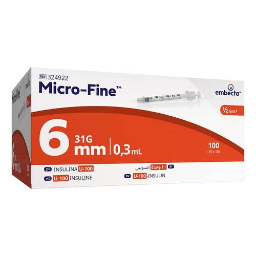 Micro-Fine Insulinspritze 0,3 ml U100 6 mm - 1
